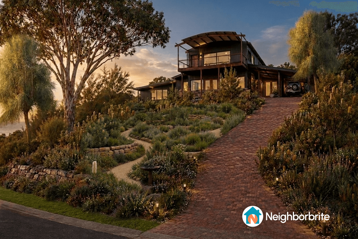 A beautiful native garden in South Australia with diverse plants.