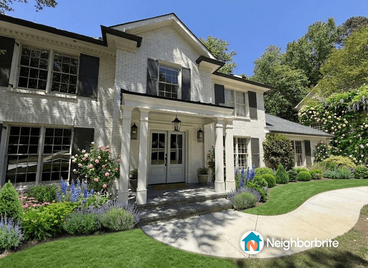 A beautiful home with a lush garden, asking for feedback on plant quantity.