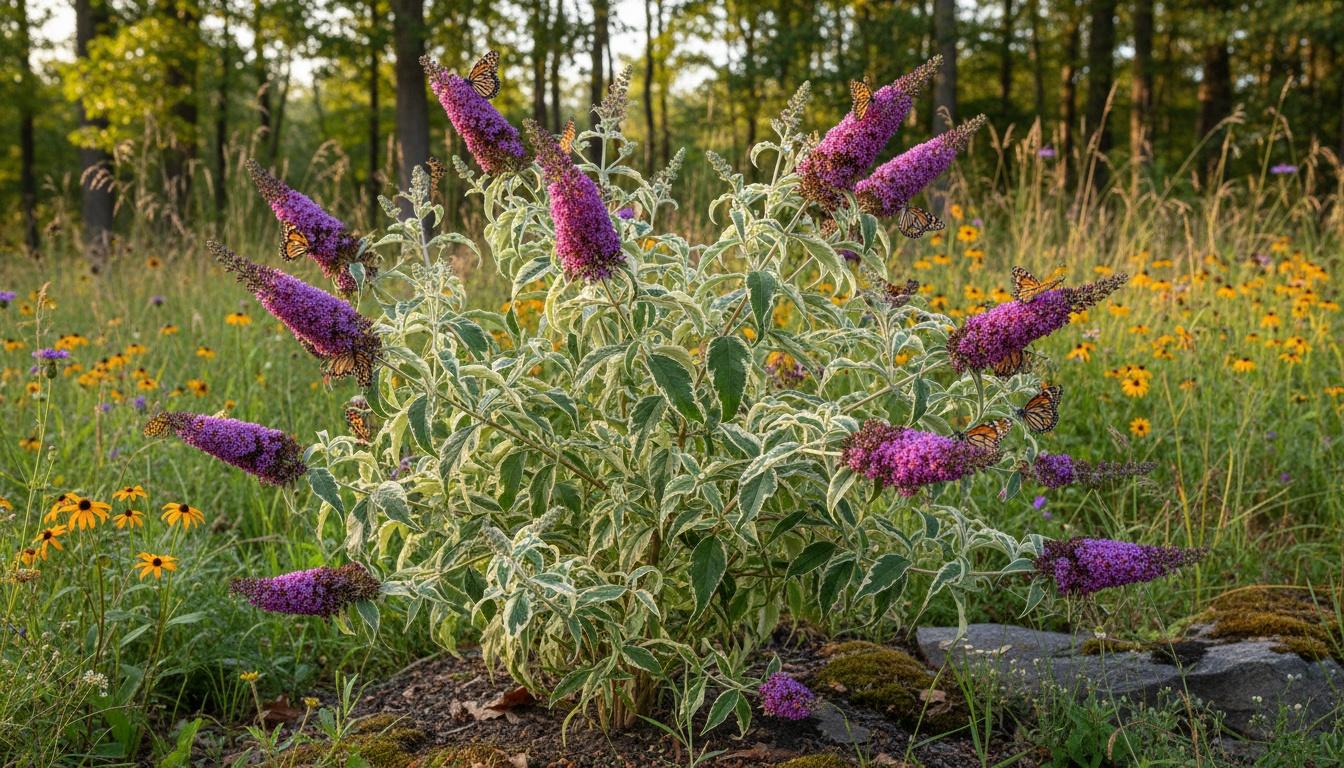 Variegated Butterfly Bush 'Harlequin' (Buddleia 'Harlequin') - Ground Layers