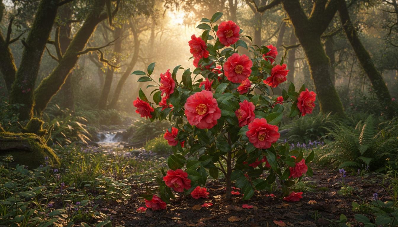 Hot Flash Camellia (Camellia Japonica 'Hot Flash') - Ground Layers