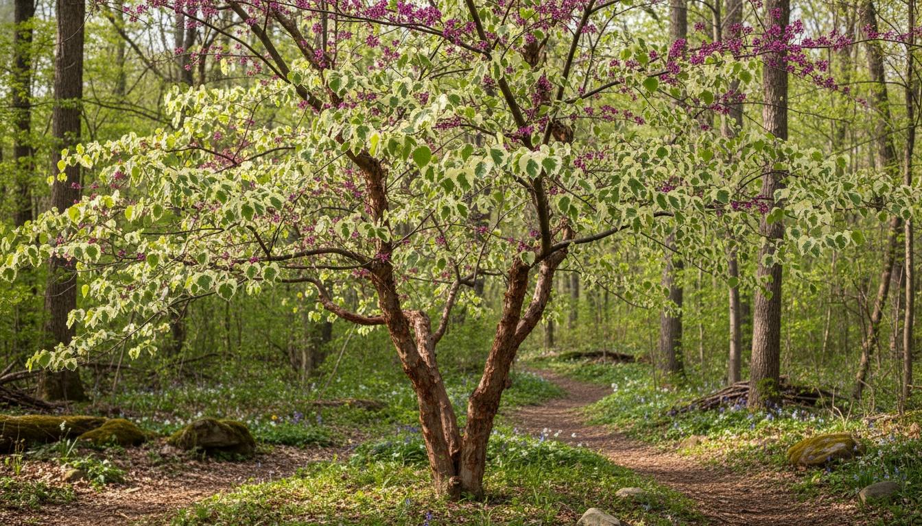 Variegated Redbud 'Alley Cat' (Cercis Canadensis 'Alley Cat') - Flowering Trees