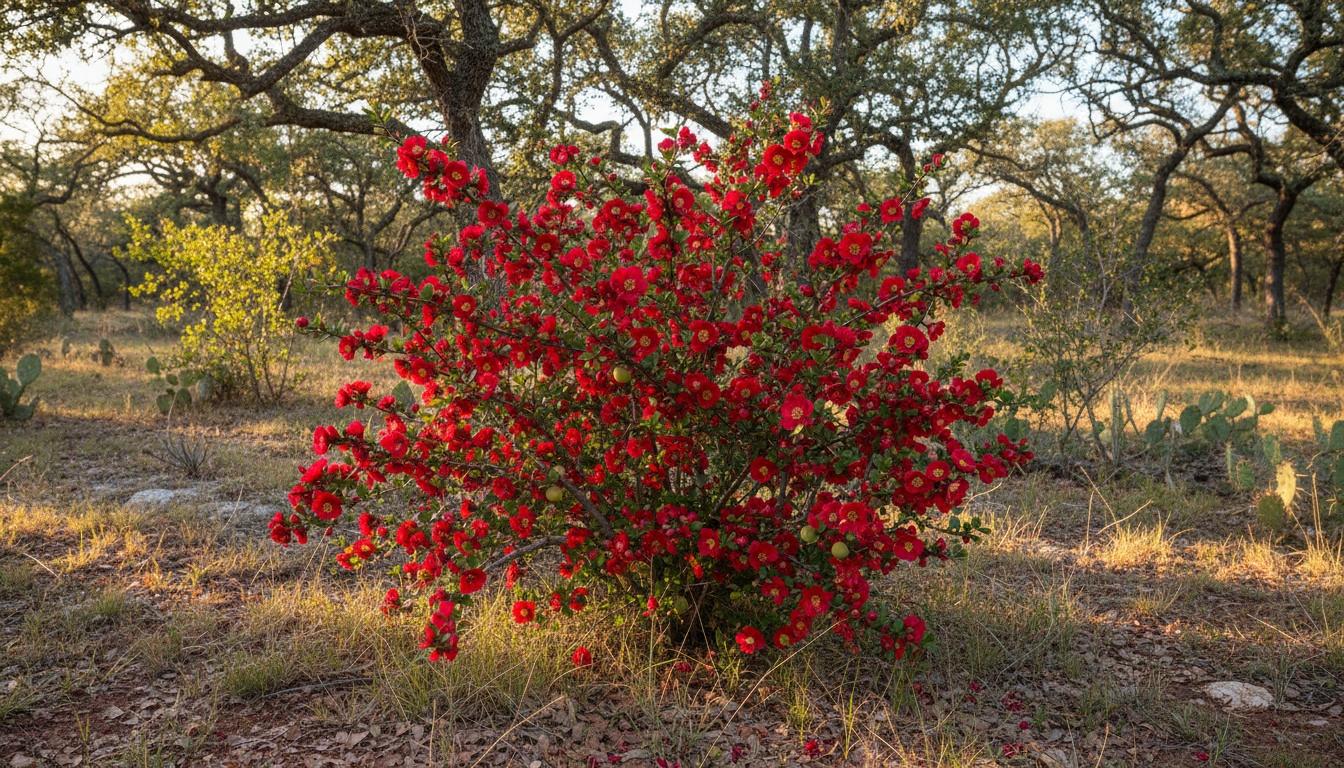 Texas Scarlet Flowering Quince (Chaenomeles Texensis) - Ground Layers