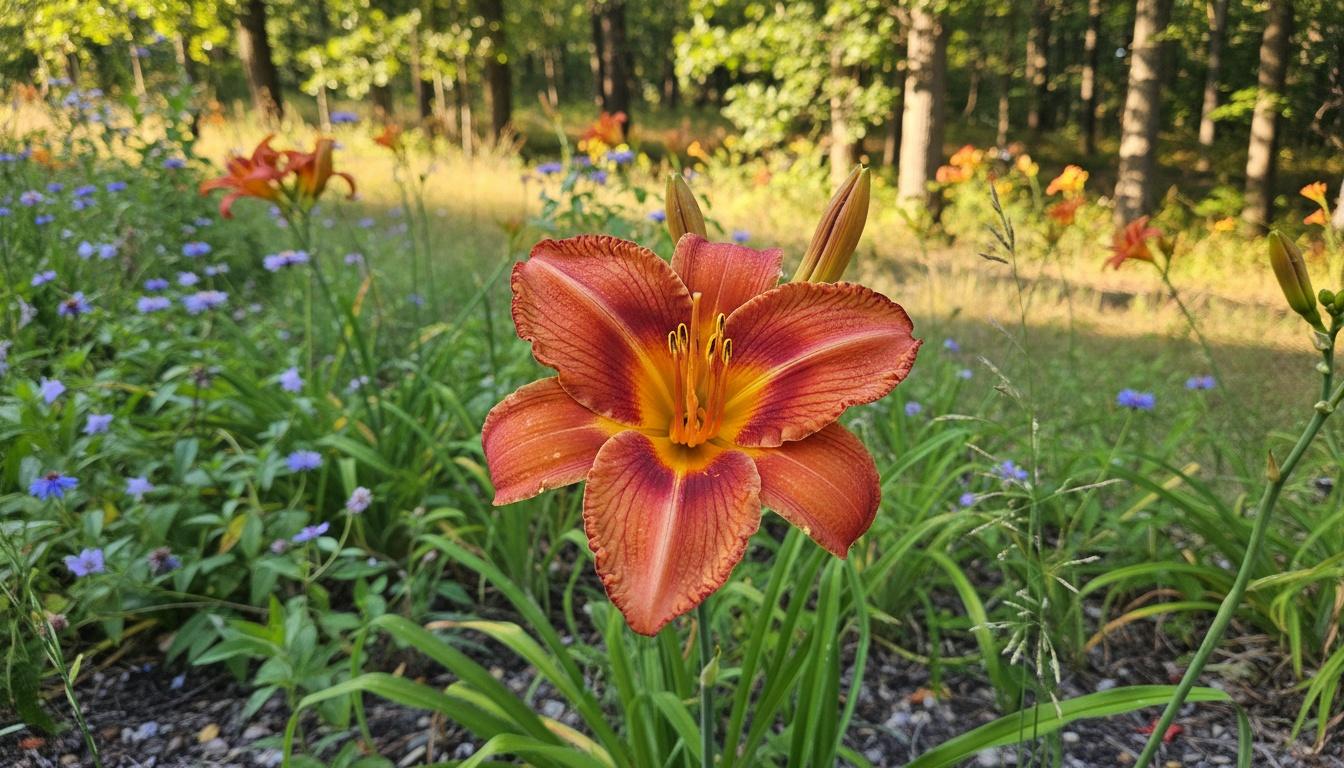 Orange Red Daylily Early To Midsummer Rebloomer 'Alabama Jubilee' (Hemerocallis 'Alabama Jubilee') - Perennials