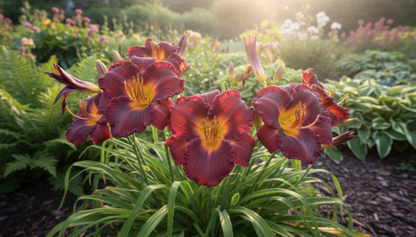 Red-Purple Daylily Rebloomer 'Russian Rhapsody' (Hemerocallis 'Russian Rhapsody') - Perennials