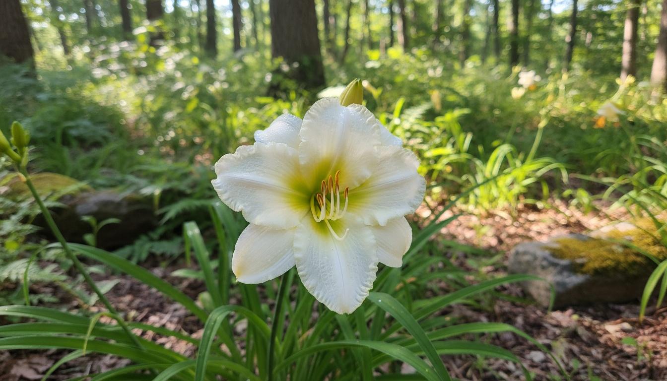 White Daylilly 'White Temptation' (Hemerocallis 'White Temptation') - Perennials