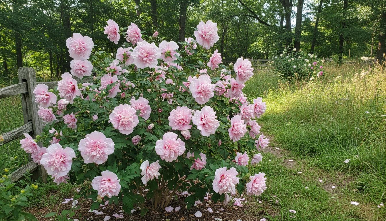 Double Pink Rose Of Sharon 'Collie Mullens' (Hibiscus Syriacus 'Collie Mullens') - Flowering Trees