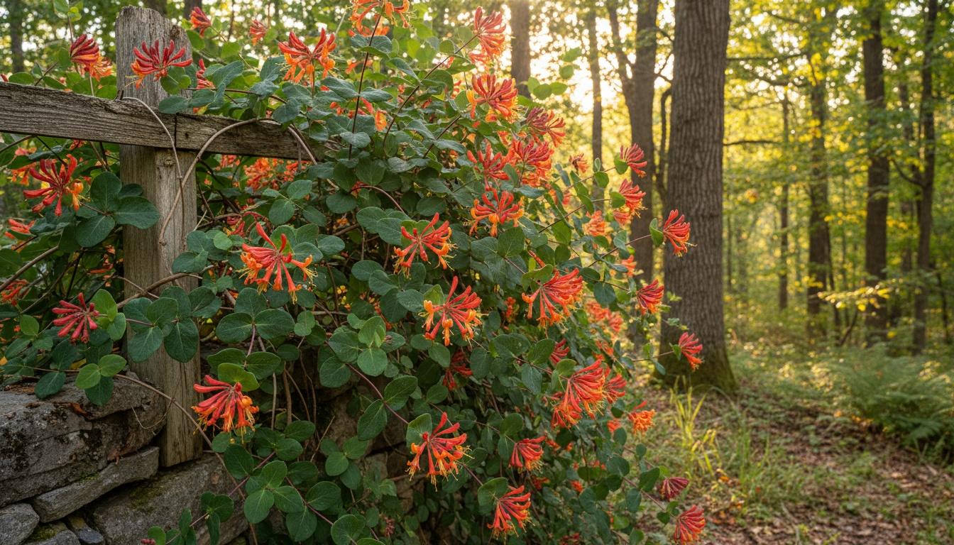 Honeysuckle Vine 'Mandarin' (Lonicera X Brownii 'Mandarin') - Vines
