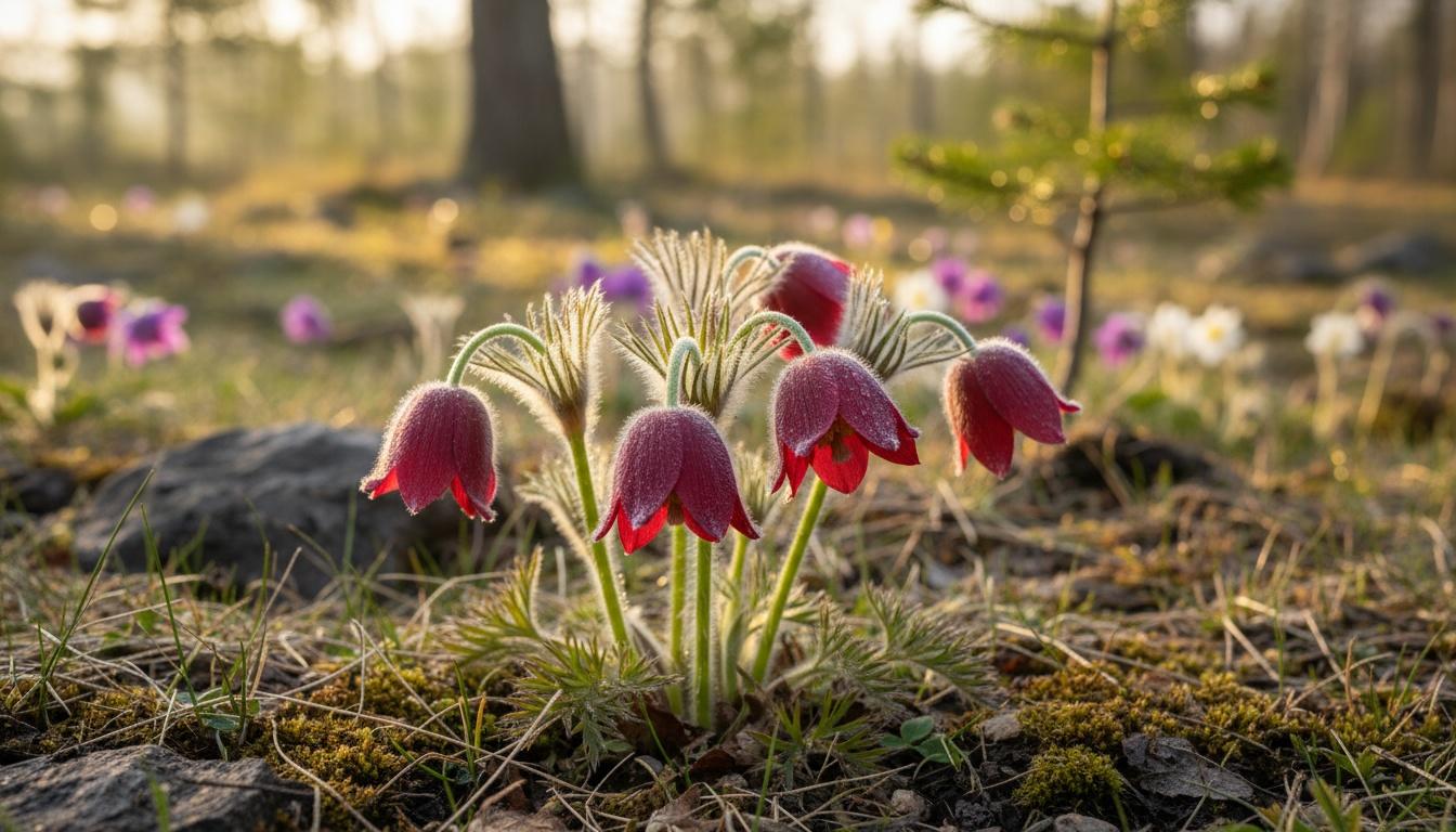 Rote Glocke Red Cloak Red Clock Pasque Flower 'Red Bells' (Pulsatilla Vulgaris 'Red Bells') - Perennials