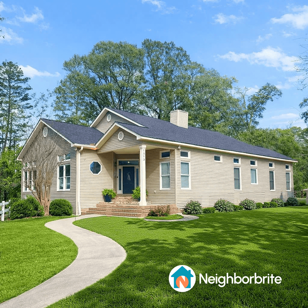 A house with a landscaped yard, asking about plant height.