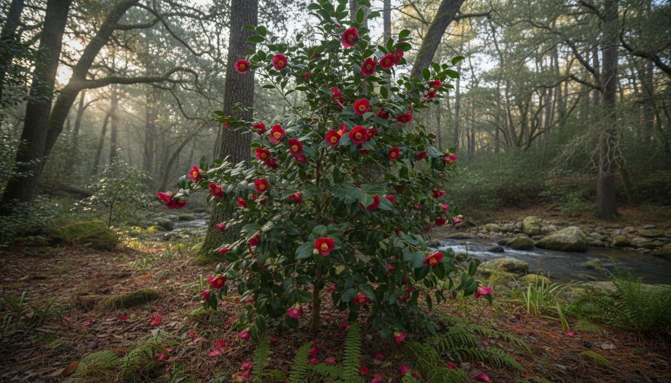 Yuletide Camellia (Camellia Sasanqua 'Yuletide') - Ground Layers