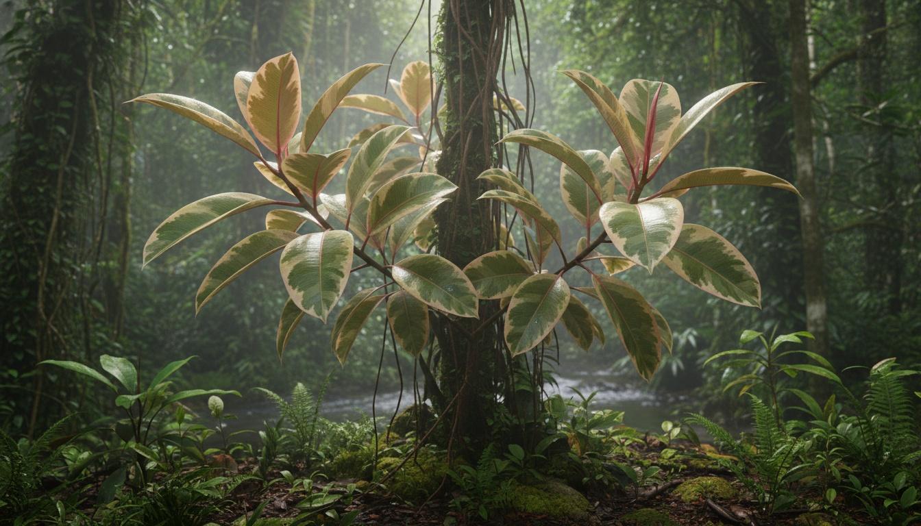 Tineke Rubber Plant (Ficus Elastica 'Tineke') - Ground Layers