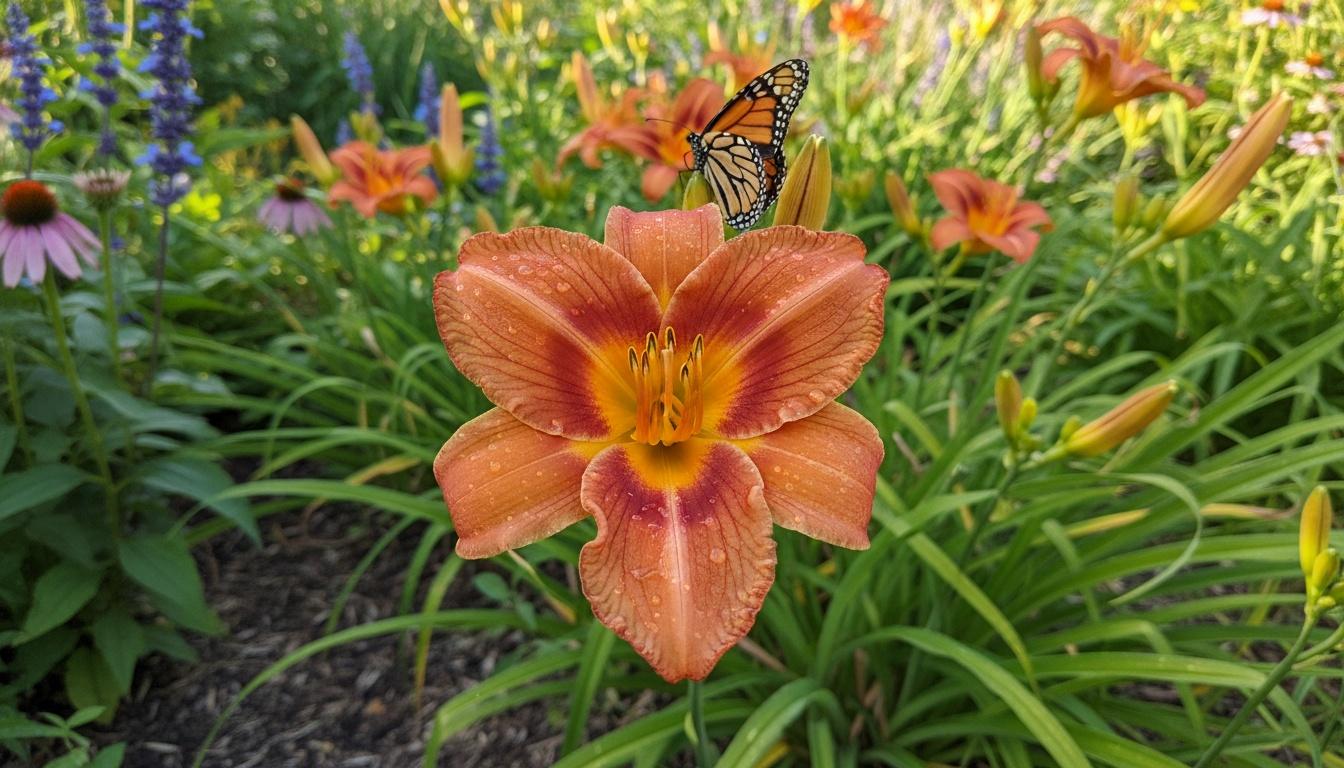 Red-Orange Daylily Midsummer Rebloomer 'Desert Flame' (Hemerocallis 'Desert Flame') - Perennials