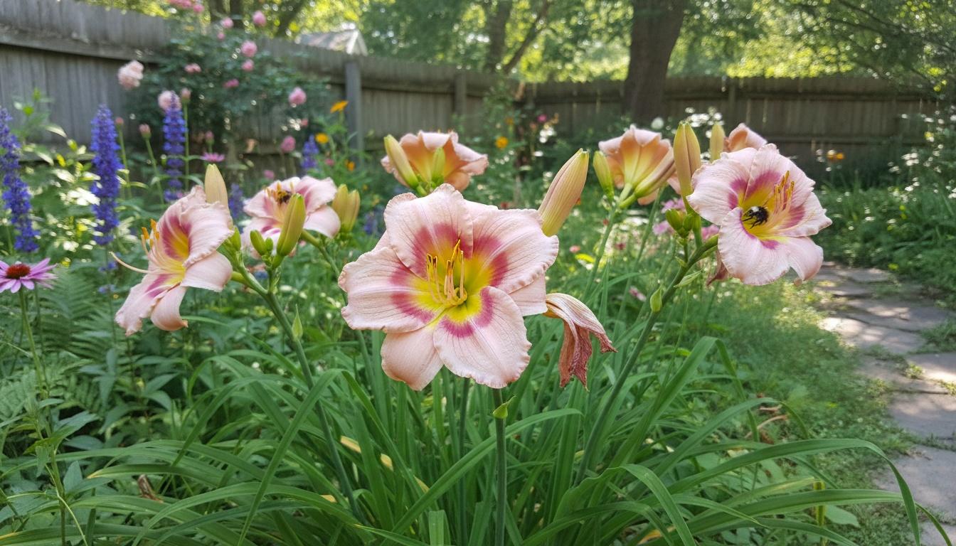 Pink With Red Eye Daylily Early Summer Rebloomer 'Elegant Candy' (Hemerocallis 'Elegant Candy') - Perennials