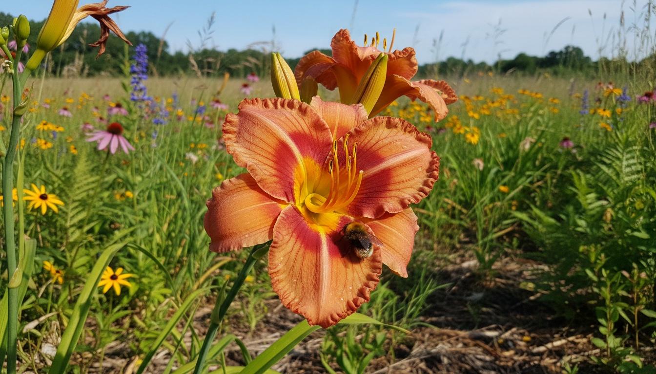 Orange With Red Eye Daylily Midsummer 'Mighty Chestnut' (Hemerocallis 'Mighty Chestnut') - Perennials