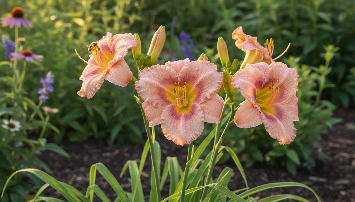 Peach And Pink Daylily Early Summer Rebloomer 'Strawberry Candy' (Hemerocallis 'Strawberry Candy') - Perennials