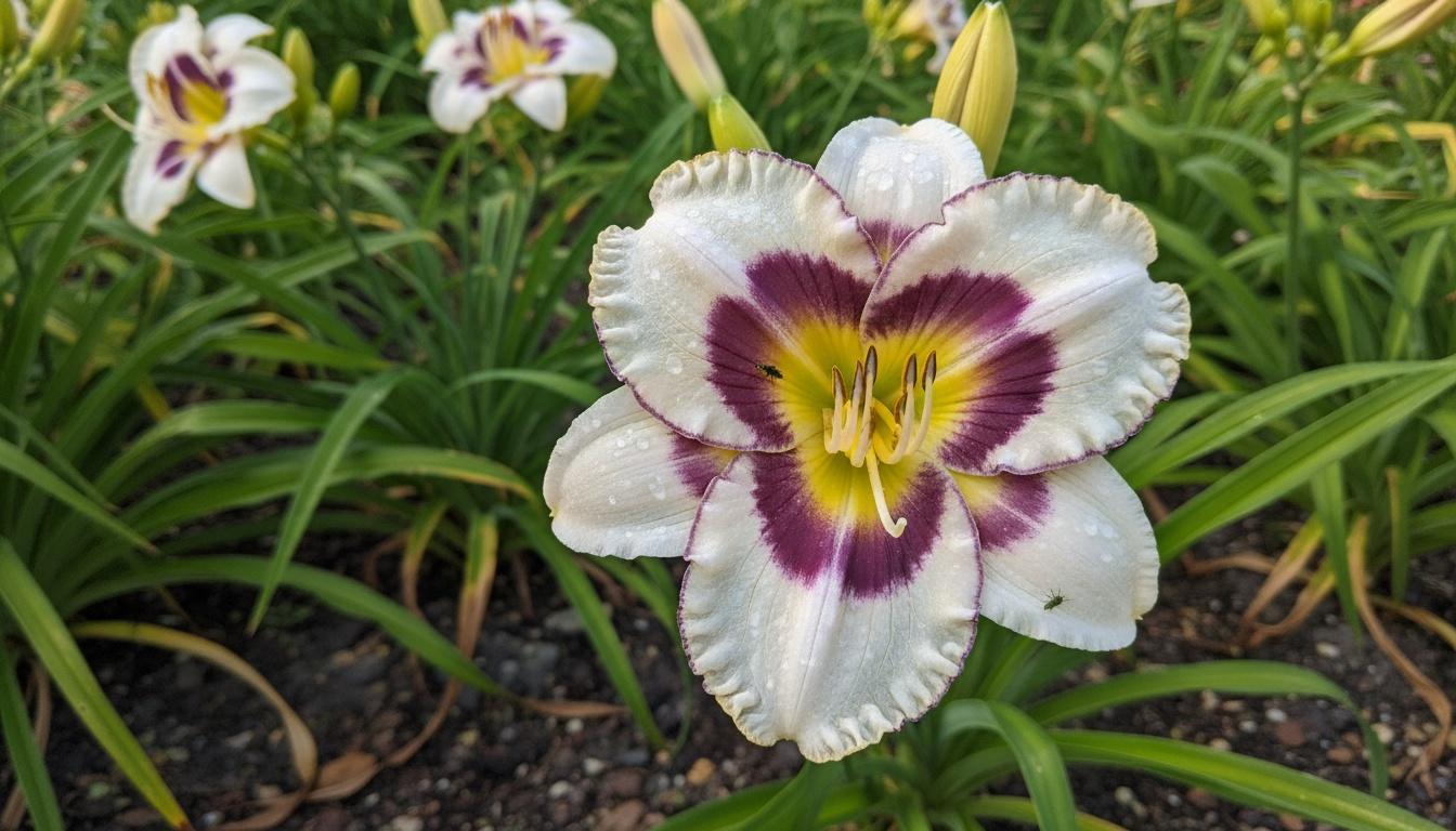 White With Purple Daylily 'Pandora' (Hemerocallis S Box' 'Pandora') - Perennials