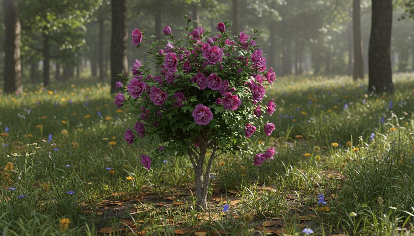 Rose Of Sharon 'Rwoods5' Pp29683 Magenta Chiffon® Pp29683 Magenta Chiffon® (Hibiscus Syriacus Tree Form 'Rwoods5') - Flowering Trees