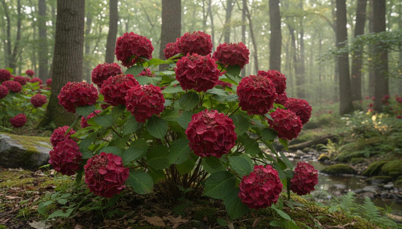 Red Sensation Bigleaf Hydrangea (Hydrangea Macrophylla 'Red Sensation') - Ground Layers