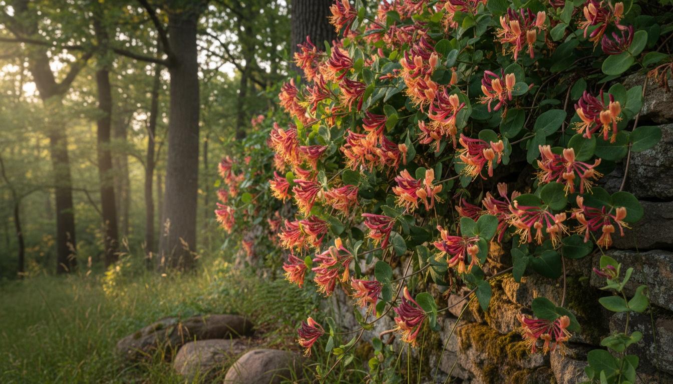 Honeysuckle Vine 'Goldflame' (Lonicera X Brownii 'Goldflame') - Vines