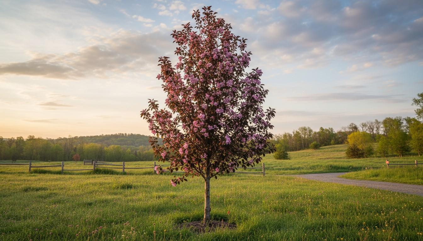 Pink Flowering Purple Leafed Columnar Crabapple 'Jefspire' Purple Spire® Purple Spire® (Malus 'Jefspire') - Flowering Trees