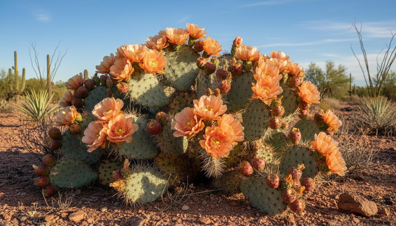 Prickly Pear Cactus 'Apricot Glory' (Opuntia Walk In Beauty™ 'Apricot Glory') - Succulents