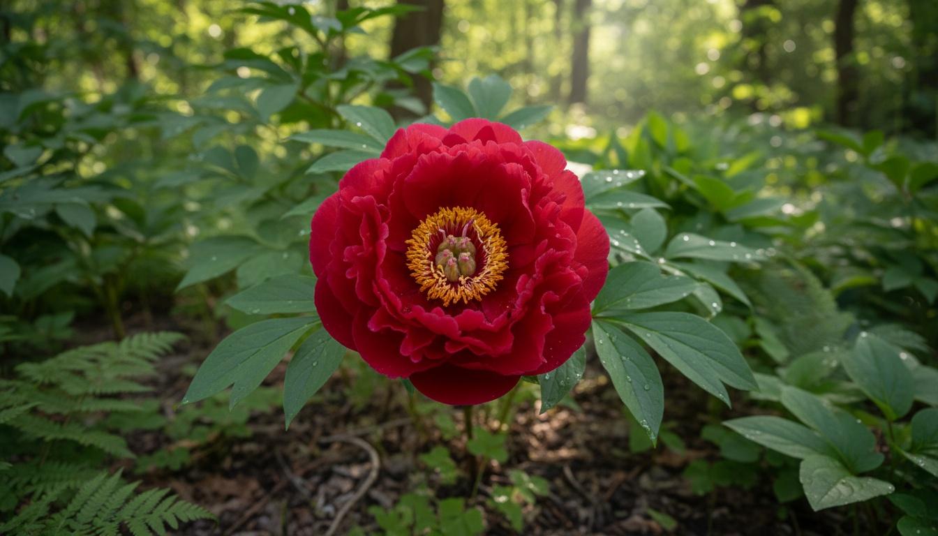 Single Red Peony 'Scarlet O' (Paeonia Hara' 'Scarlet O') - Perennials