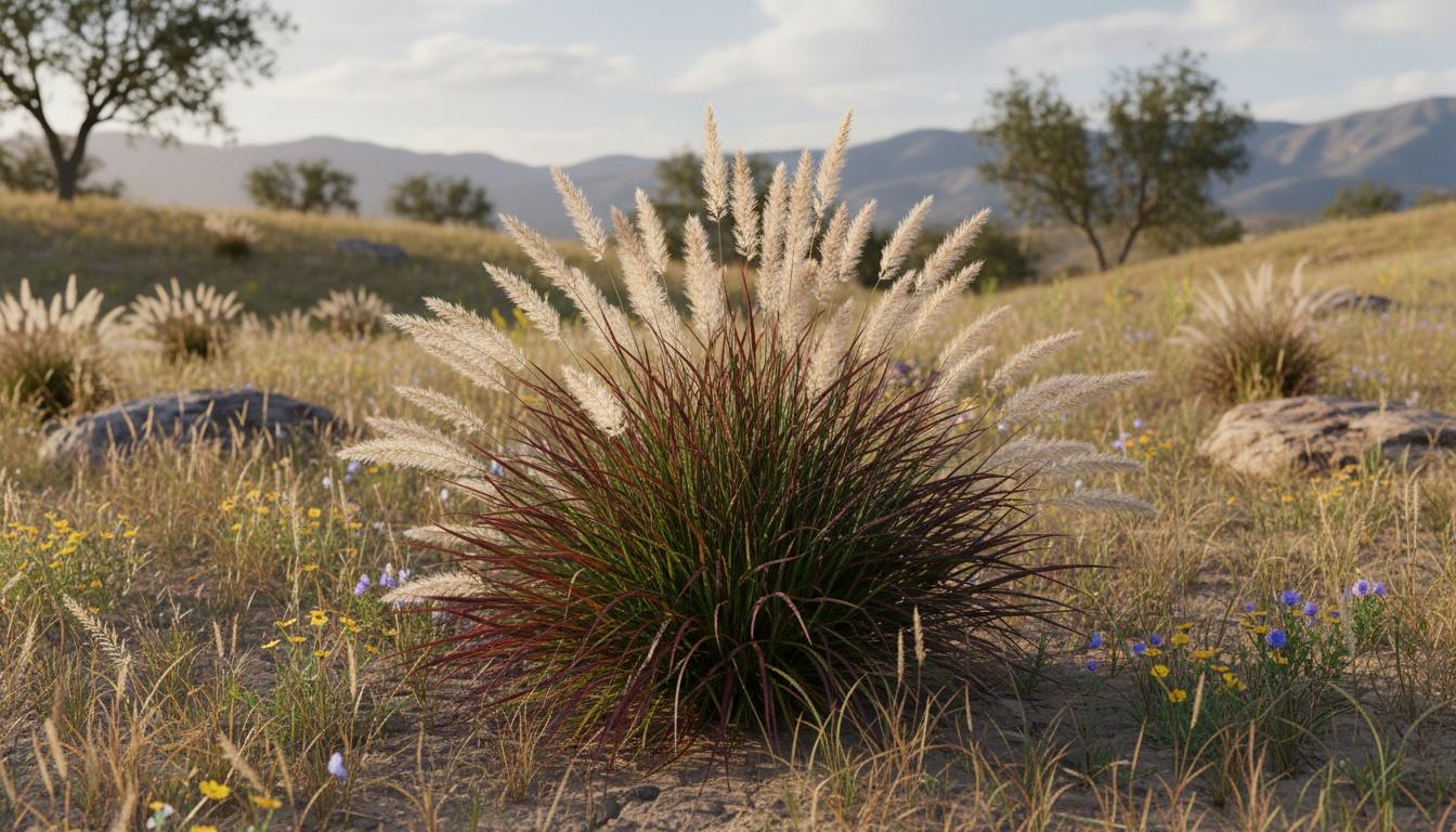 Dwarf Fountain Grass 'Burgundy Bunny' (Pennisetum Alopecuroides Pp21917 'Burgundy Bunny') - Grasses