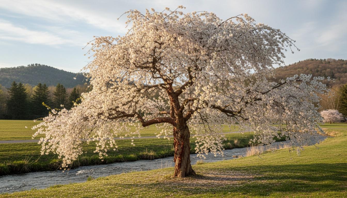 Weeping Flowering Cherry 'Snowfozam' Snow Fountain® Snow Fountain® (Prunus X 'Snowfozam') - Flowering Trees