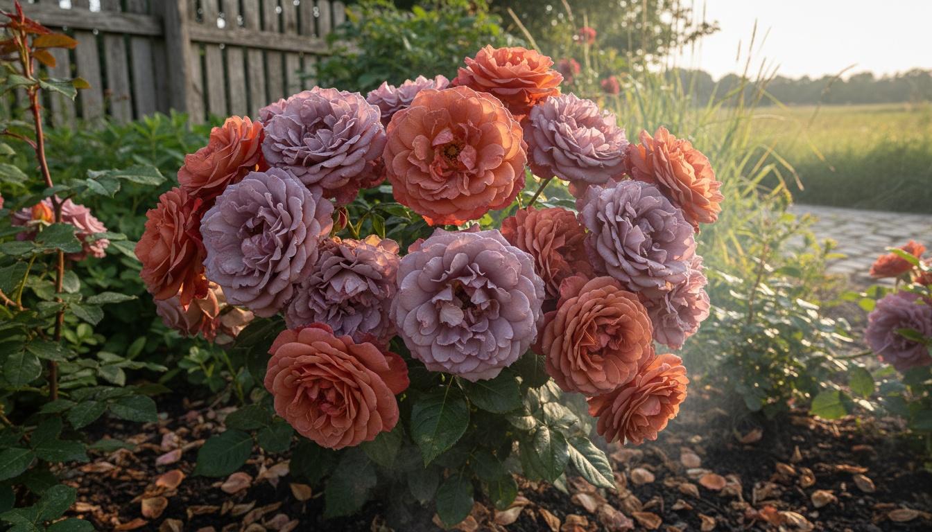 Smokey Lavender -Rusty Red Orange Floribunda Roses 'Wekcobeju' Cinco De Mayo™ Cinco De Mayo™ (Rosa  Pp21709 'Wekcobeju') - Perennials