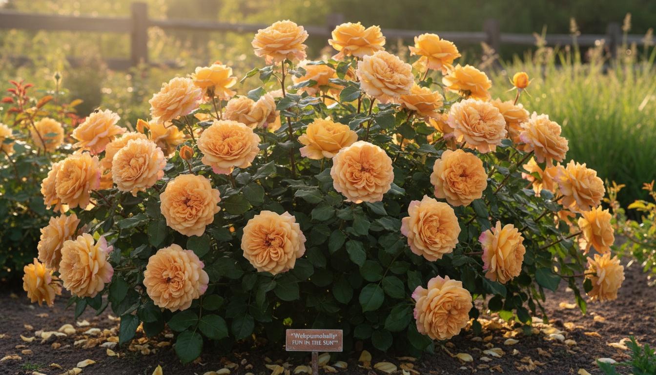 Fragrant Gold With Pink Old English Style Grandiflora Roses 'Wekpupmobalip' Fun In The Sun™ Fun In The Sun™ (Rosa Pp33325 'Wekpupmobalip') - Ground Layers