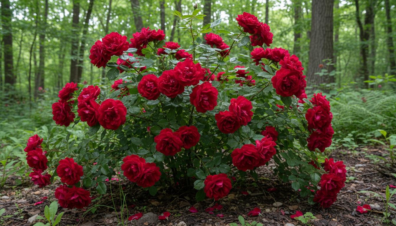 Red Shrub Roses 'Champlain' (Rosa 'Champlain') - Ground Layers