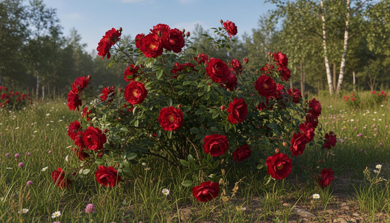 Dark Red Blooming Shrub Roses 'Top Gun™' (Rosa 'Top Gun™') - Ground Layers