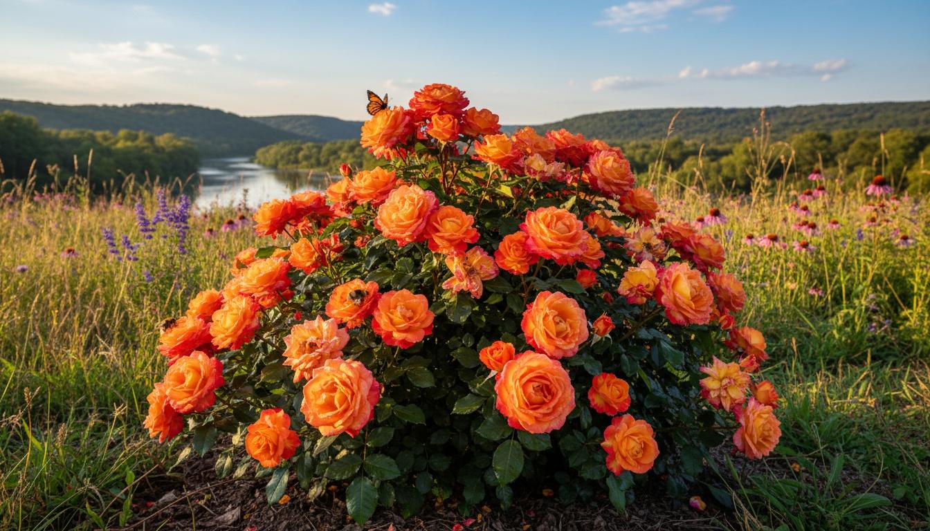 Orange Yellow Shrub Roses (Rosa Kolorscape® Korcracfir' Pp30509 Firecracker™) - Ground Layers