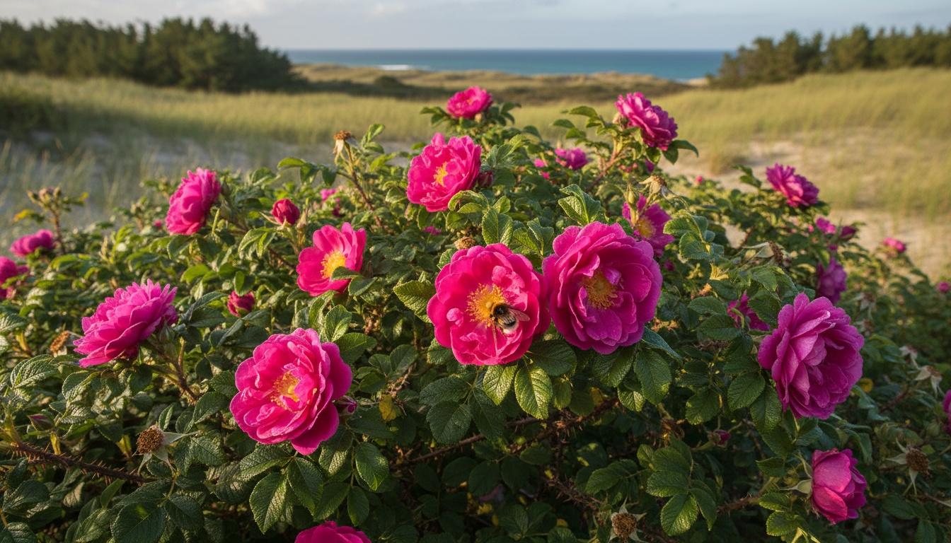 Fragrant Dark Pink Rugosa Roses 'Hansa' (Rosa Rugosa 'Hansa') - Perennials