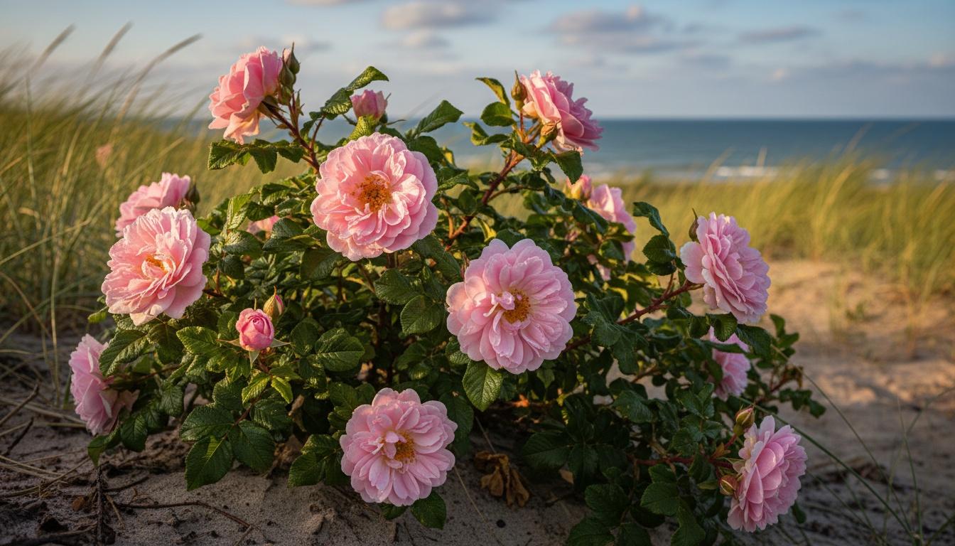 Light Pink Hybrid Rugosa Rose 'Wekschneekoppe' (Rosa Snow Pavement 'Wekschneekoppe') - Ground Layers