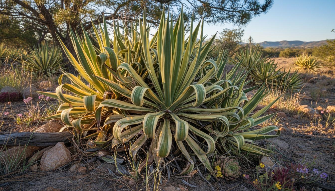 Variegated Floppy Or Weak Leafed Yucca (Yucca Flaccida 'Gold Heart) - Succulents