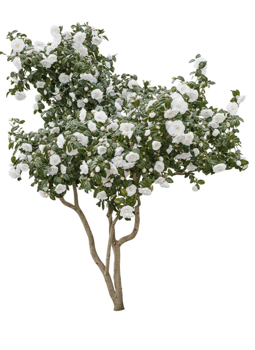 Sea Foam Camellia (Camellia Japonica 'Sea Foam') - Ground Layers