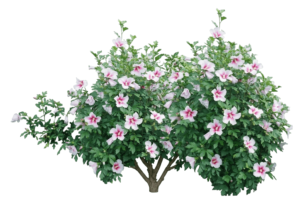 Paraplu Pink Ink Rose Of Sharon (Hibiscus Syriacus 'Minsywhi07') - Ground Layers