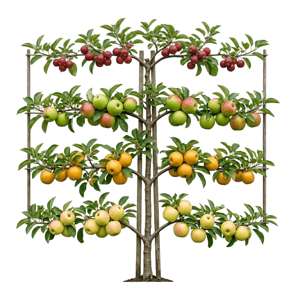 4 In 1 Apple Espalier (Malus Domestica, Mixed Varieties) - Fruit Trees