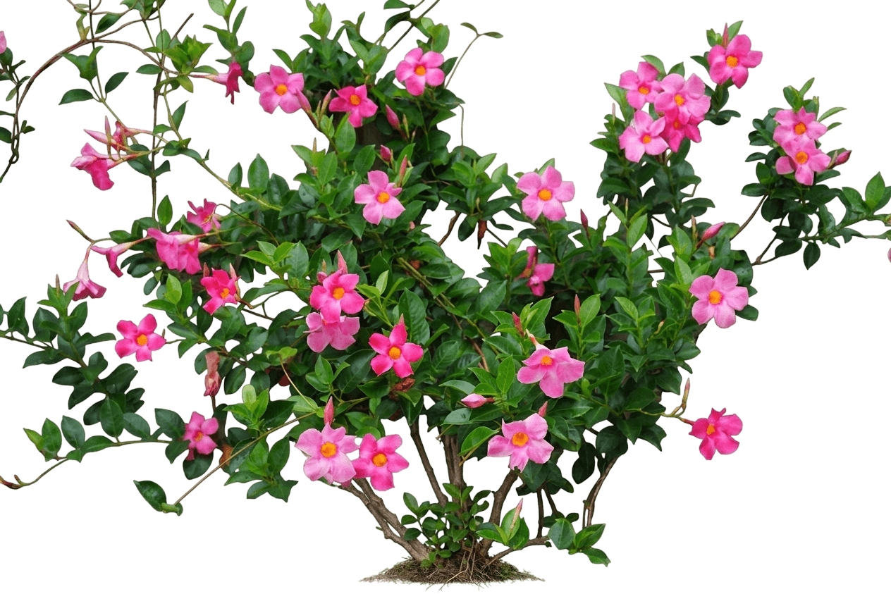 Sun Parasol Giant Pink Mandevilla (Mandevilla Hybrid 'Sunmandecos') - Ground Layers