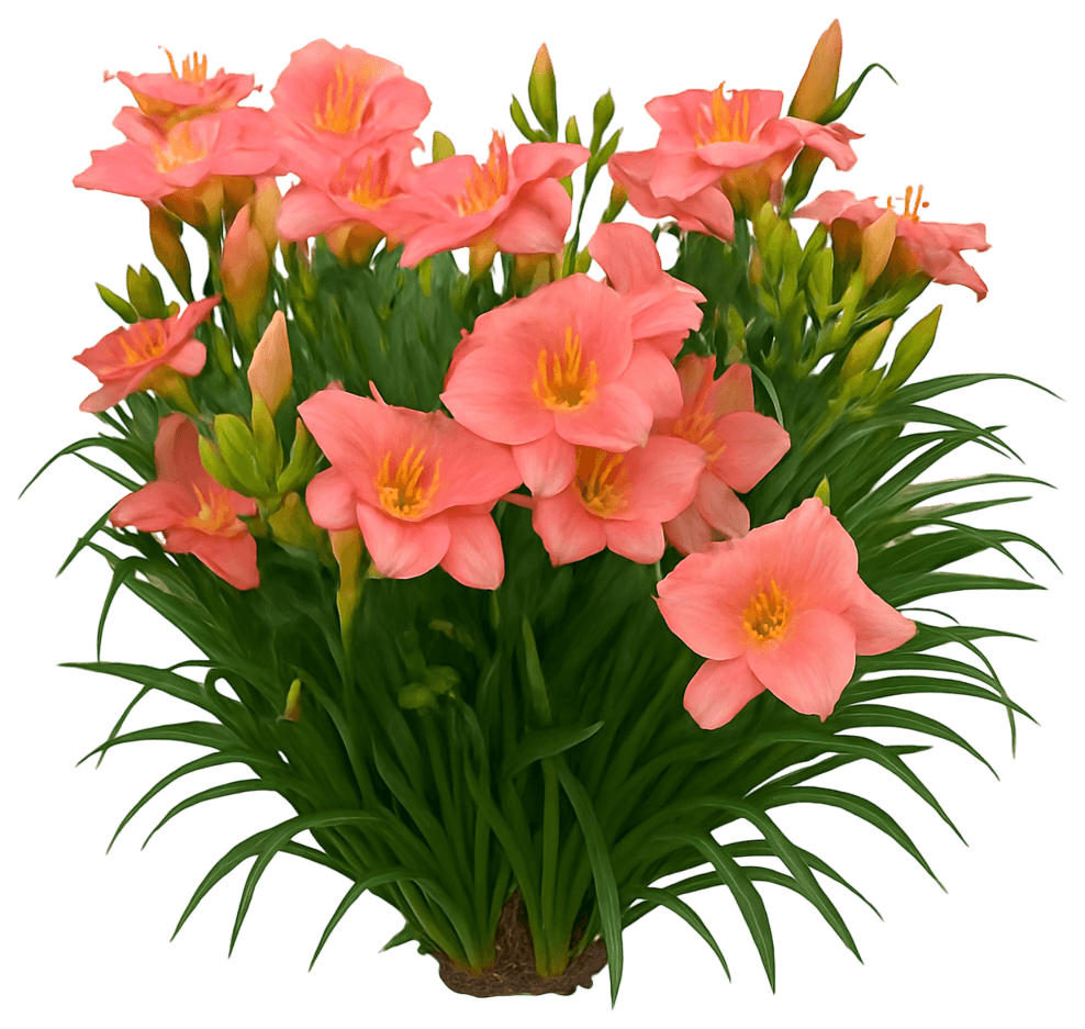 Coral Pink Daylily Mid To Late Summer Rebloomer 'Scottish Fantasy' (Hemerocallis 'Scottish Fantasy') - Perennials