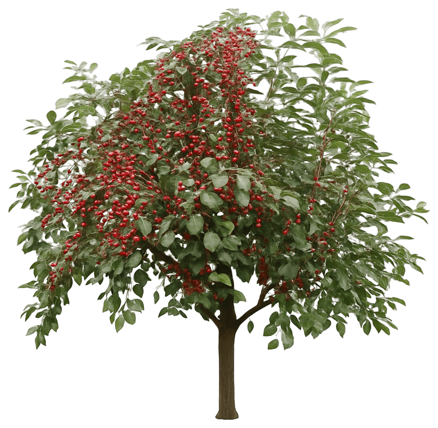 Cherry Bush 'Carmine Jewel' (Prunus Fruticosa X Cerasus 'Carmine Jewel') - Ground Layers