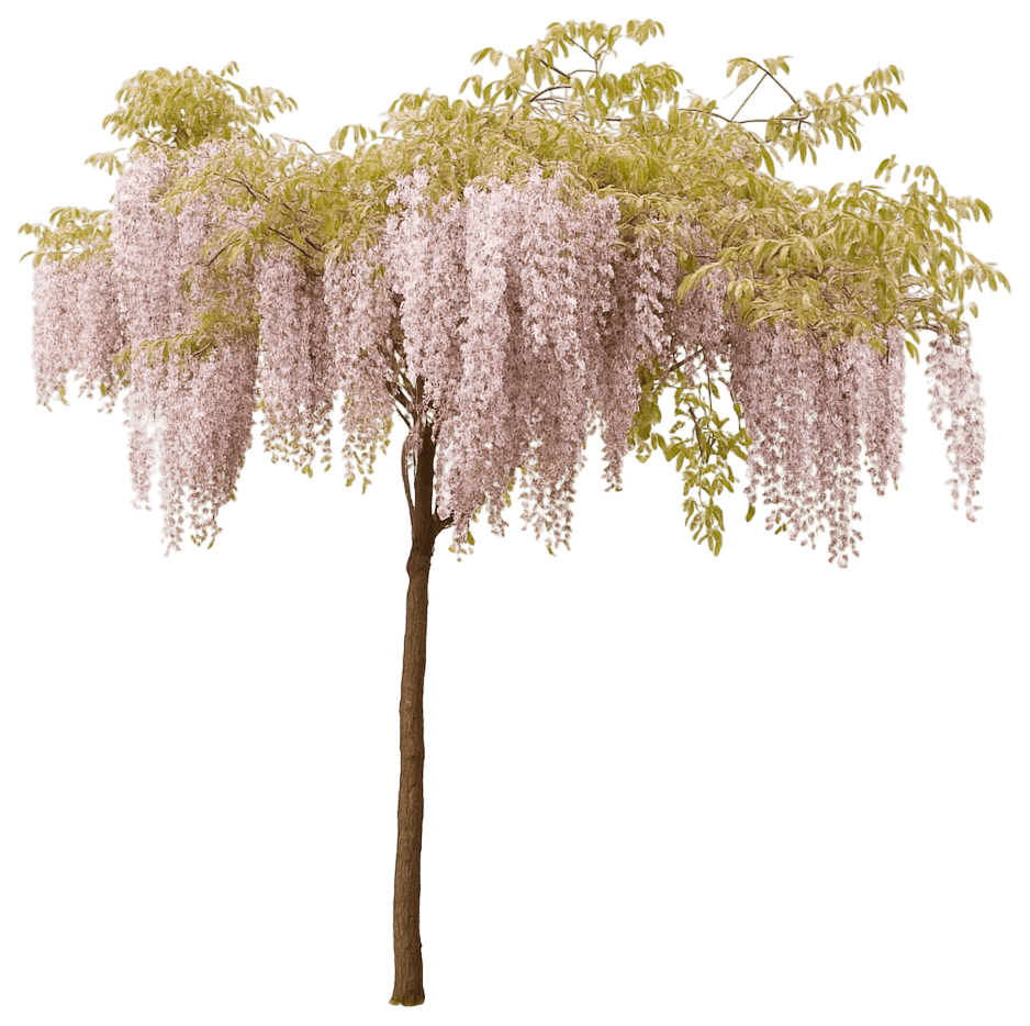 Light Pink Japanese Wisteria 'Pink Ice' (Wisteria Floribunda 'Pink Ice') - Ground Layers